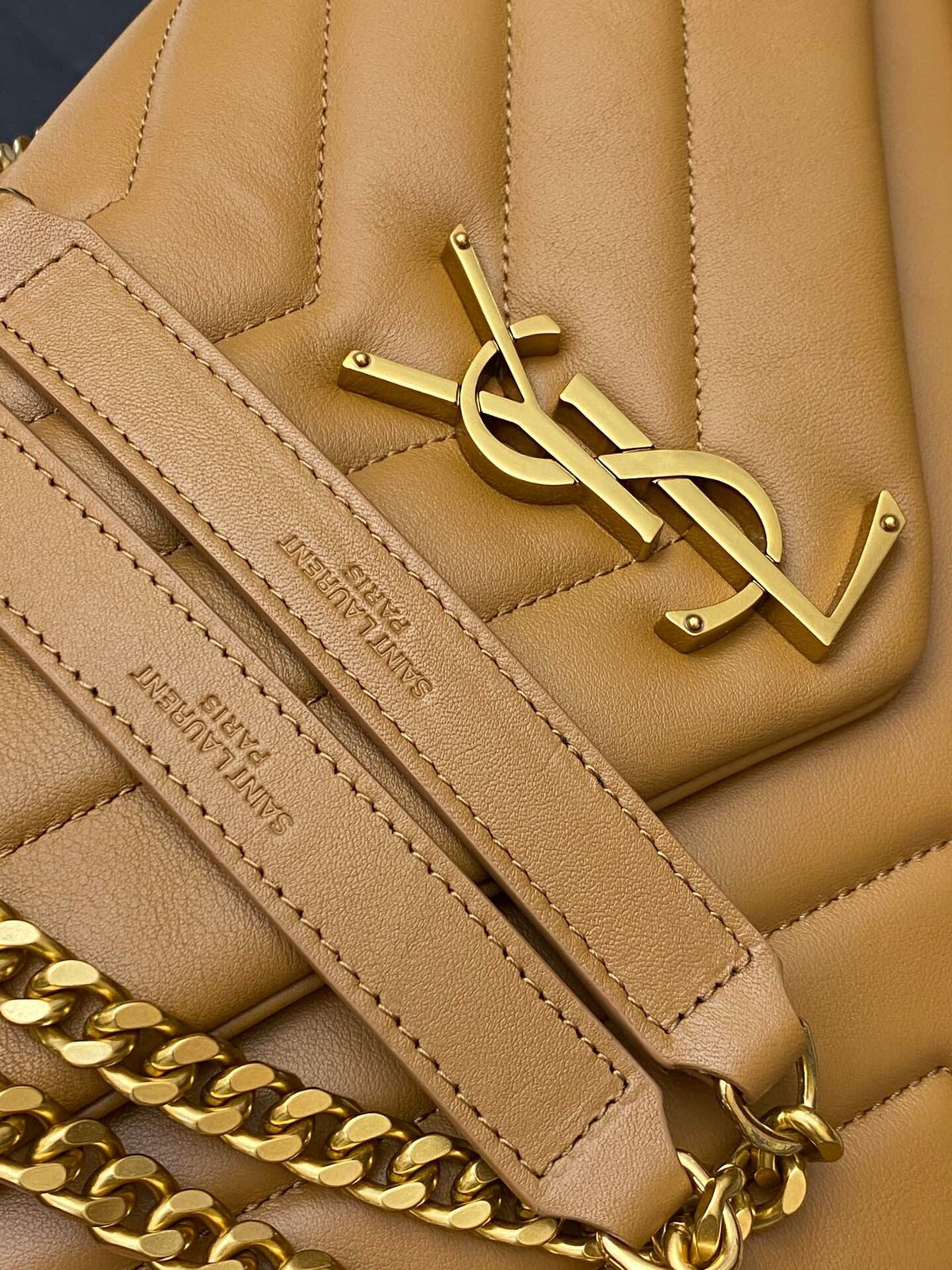 LOULOU MEDIUM 32 BROWN QUILTED LEATHER GOLD HARDWARE