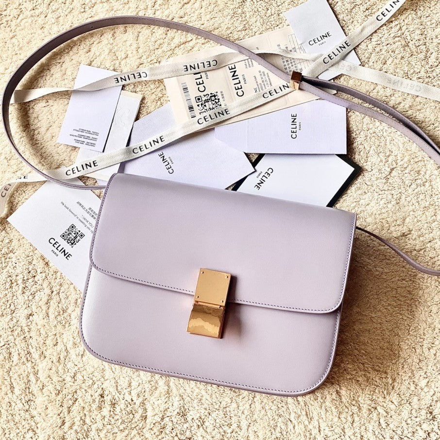 CELINE MEDIUM CLASSIQUE BAG 24CM LIGHT PURPLE CALFSKIN