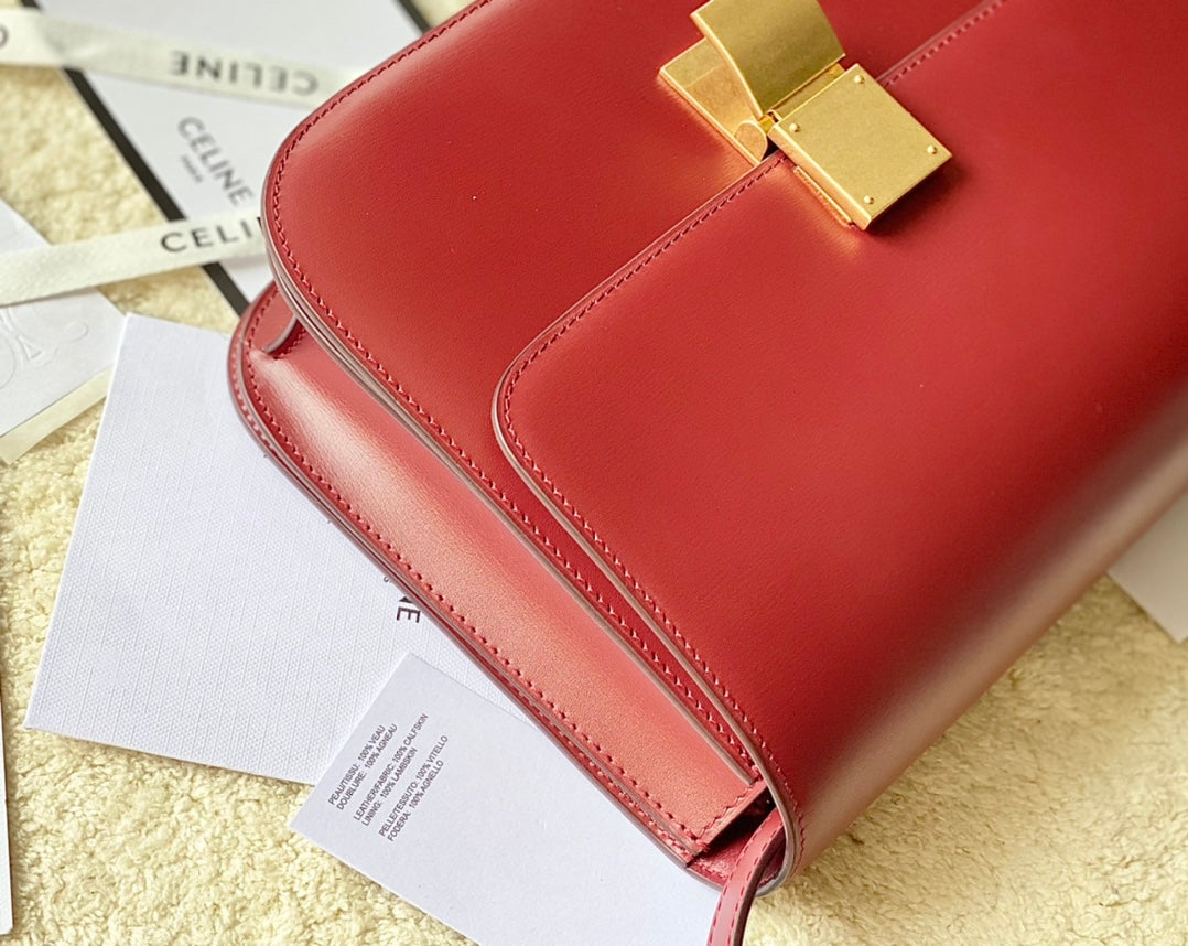 CELINE MEDIUM CLASSIQUE BAG 24CM RED CALFSKIN