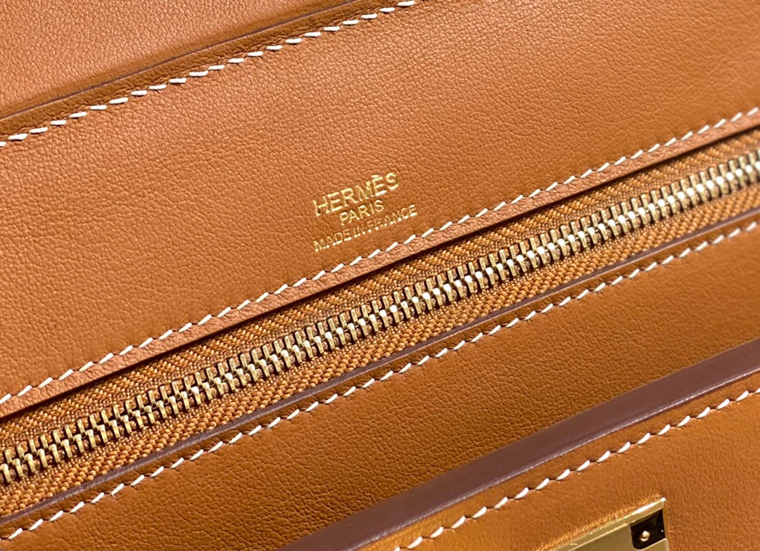 Hermes Bag Brown with Gold Buckle Calfkin 250264