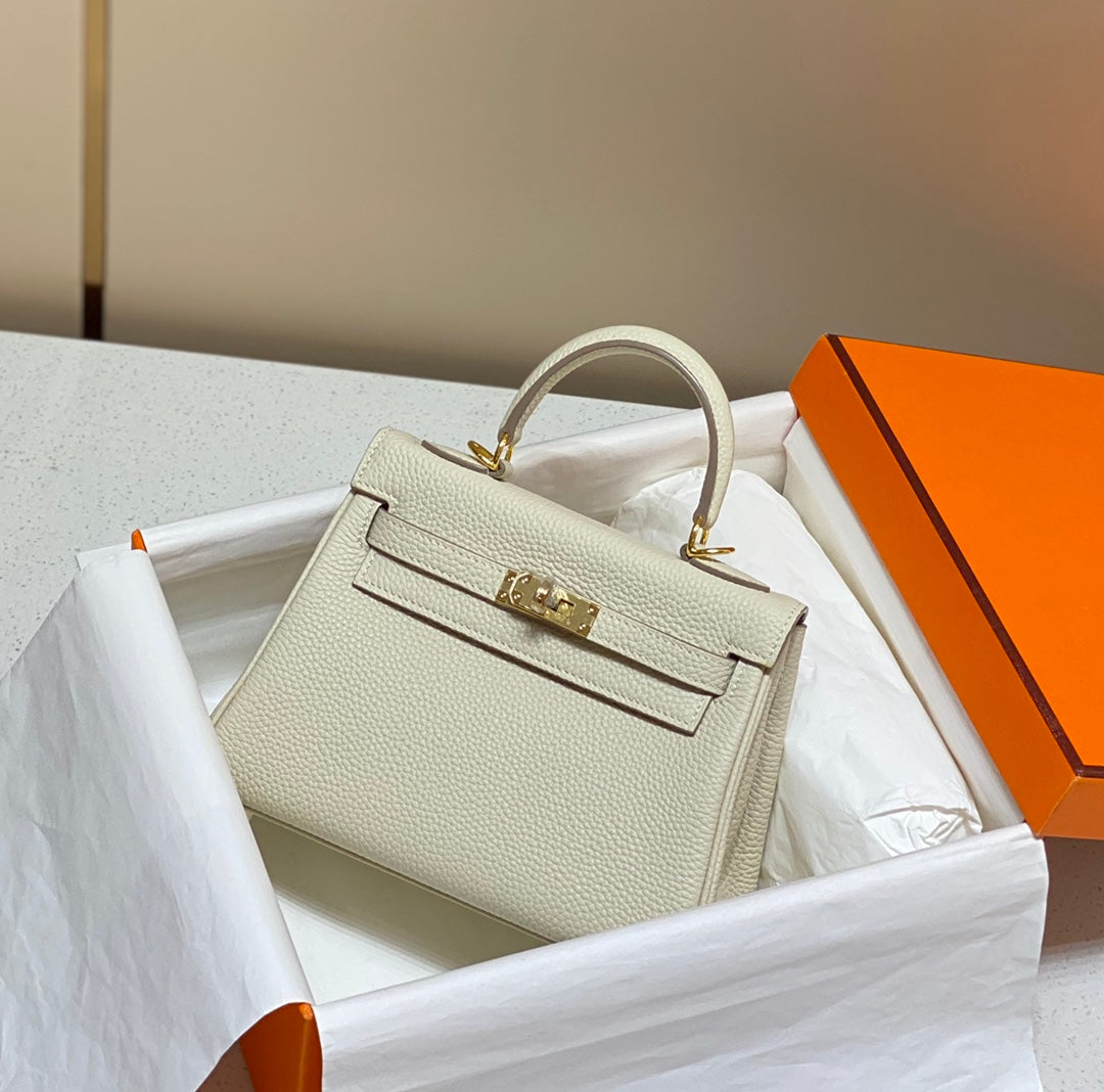 HM Mini Kelly 20cm Cream Togo Leather Gold Hardware