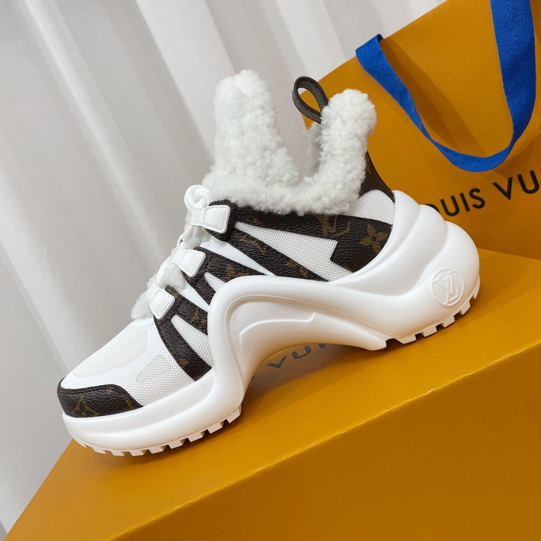 LV Archlight Sneaker White Mix Dark Brown Monogram Fabric