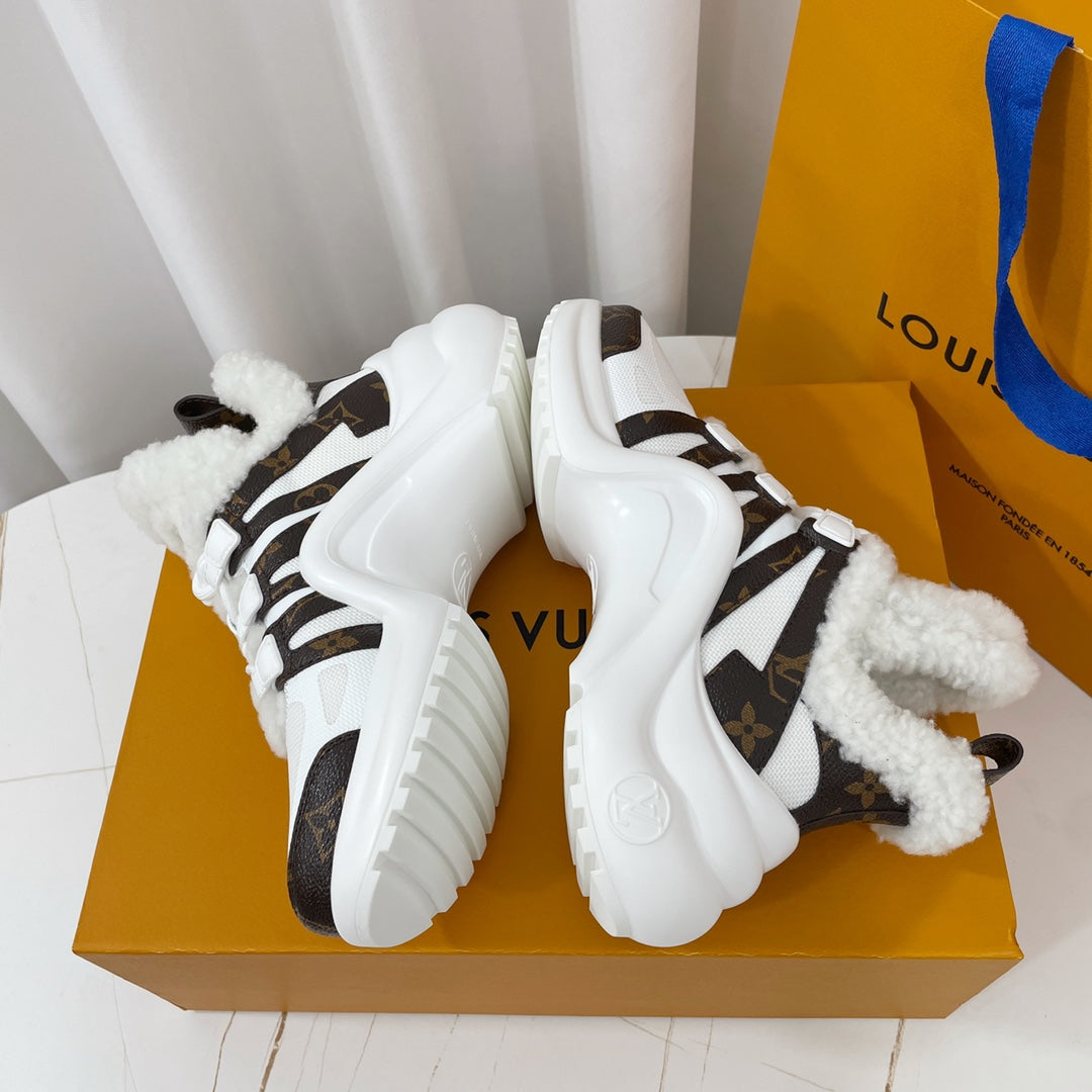 LV Archlight Sneaker White Mix Dark Brown Monogram Fabric