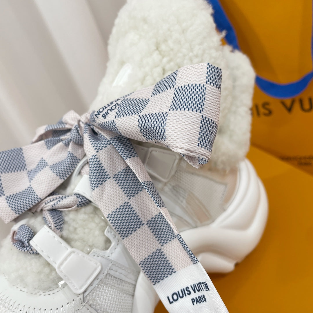 LV Archlight Sneaker White Plaid Bow Tie Lambskin