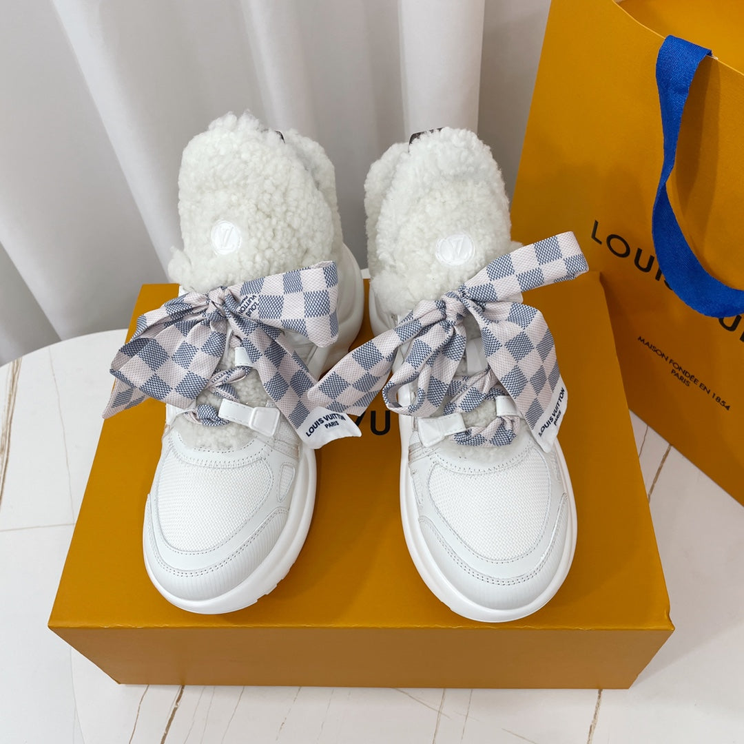 LV Archlight Sneaker White Plaid Bow Tie Lambskin