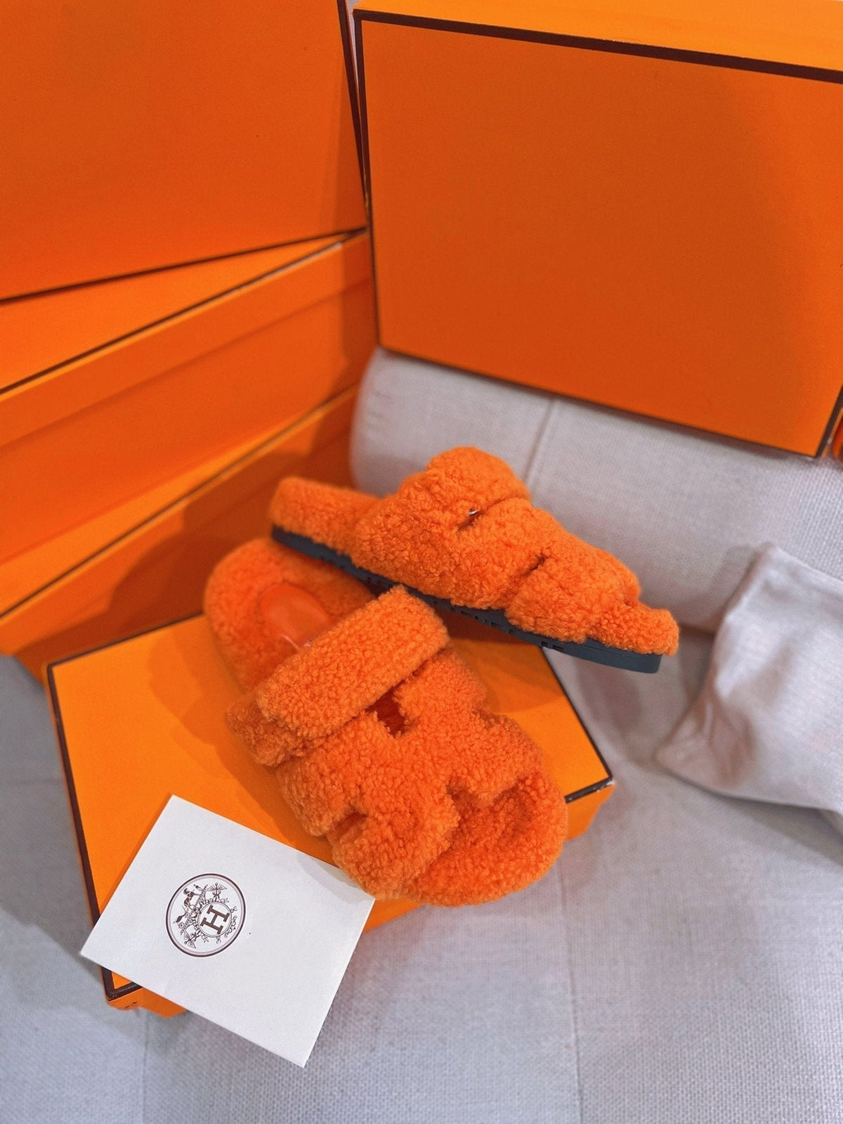 chypre sandal orange lamb wool