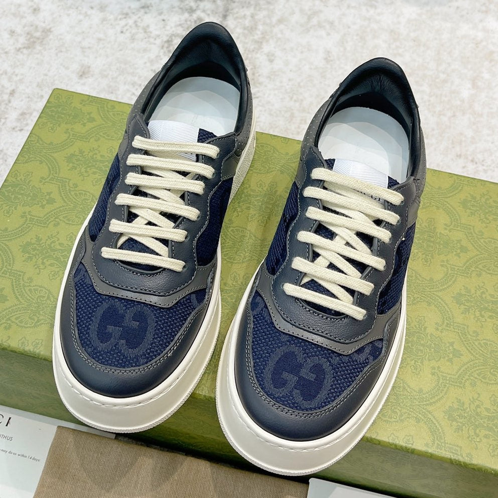 Gucci 2026 GG Embossed Lace Up Sneakers Calfskin Canvas 988560