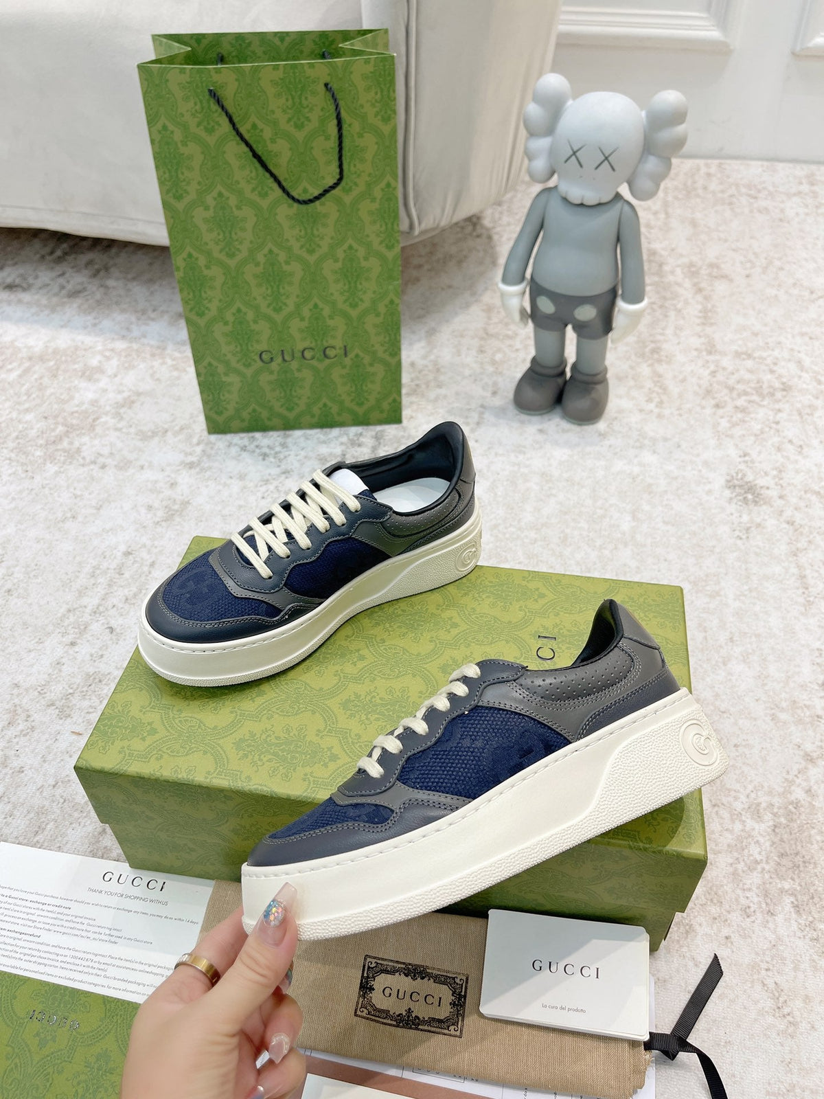 Gucci 2026 GG Embossed Lace Up Sneakers Calfskin Canvas 988560