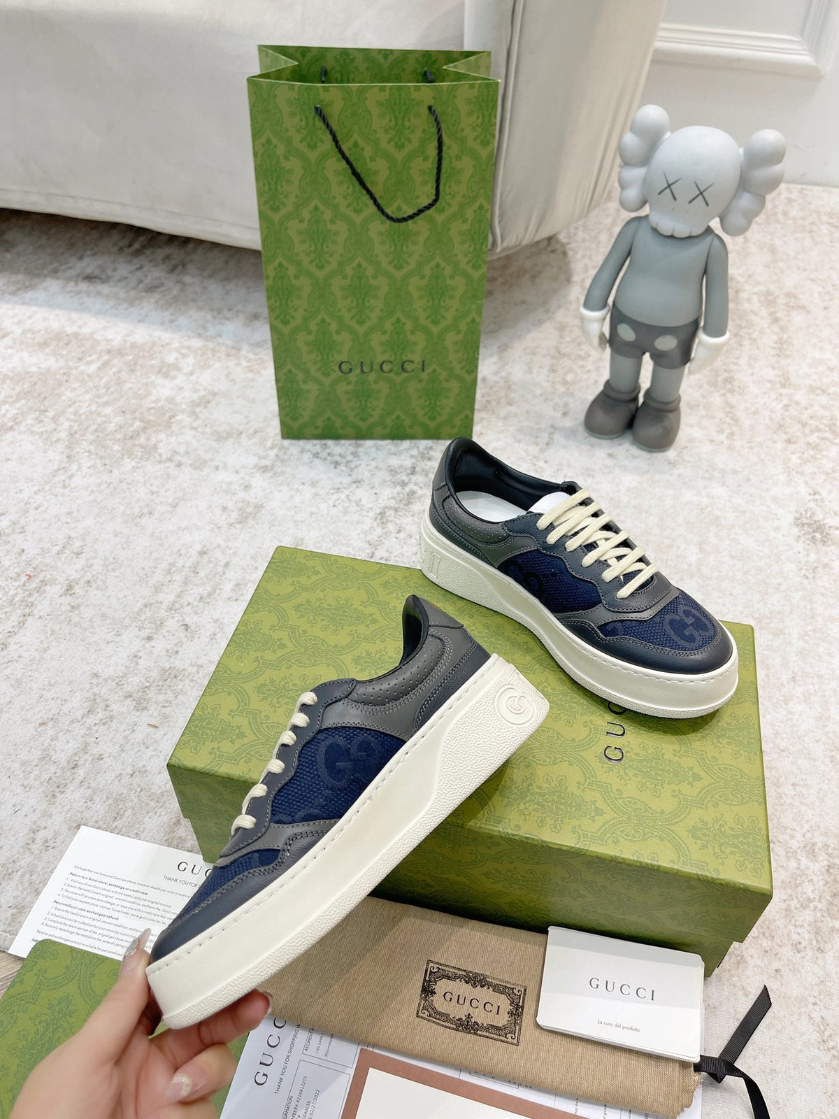 Gucci 2026 GG Embossed Lace Up Sneakers Calfskin Canvas 988560