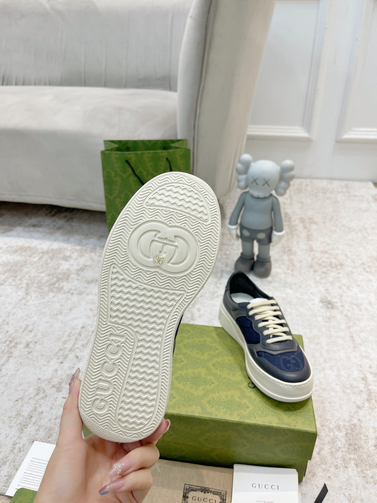 Gucci 2026 GG Embossed Lace Up Sneakers Calfskin Canvas 988560