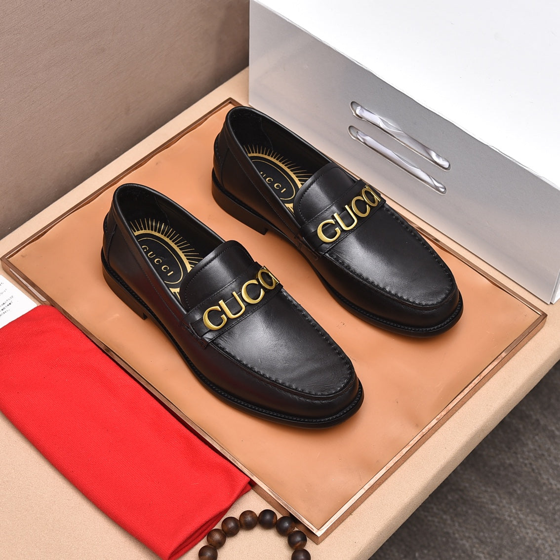 GG Men's Loafer Brown Black Cowhide 522699