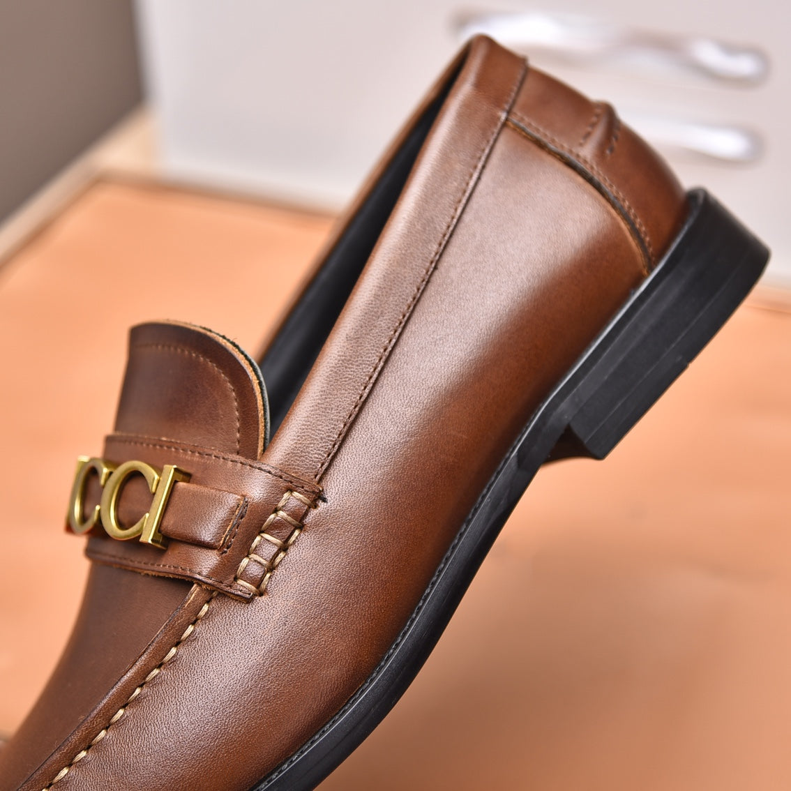 GG Men's Loafer Brown Black Cowhide 522699