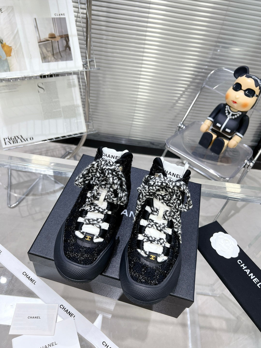 CC CANO ALTO SNEAKER IN BLACK TWEED AND RUBBER