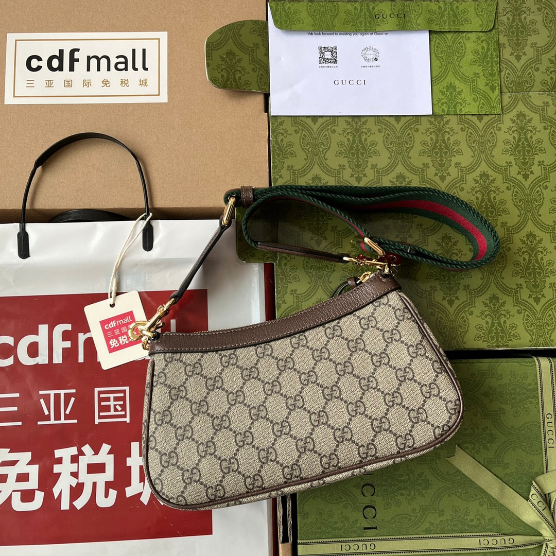 Gucci Ophidia Bag Brown Beige Leather Canvas 239804