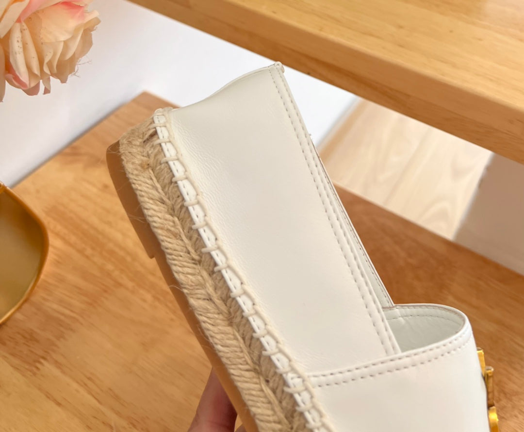 SL YVES LOGO SLIP ON WHITE CALFSKIN