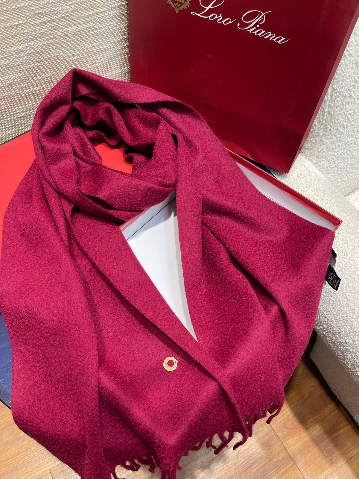 LP Scarf Plain 180 CM In Dark Red Pink Cashmere  141432