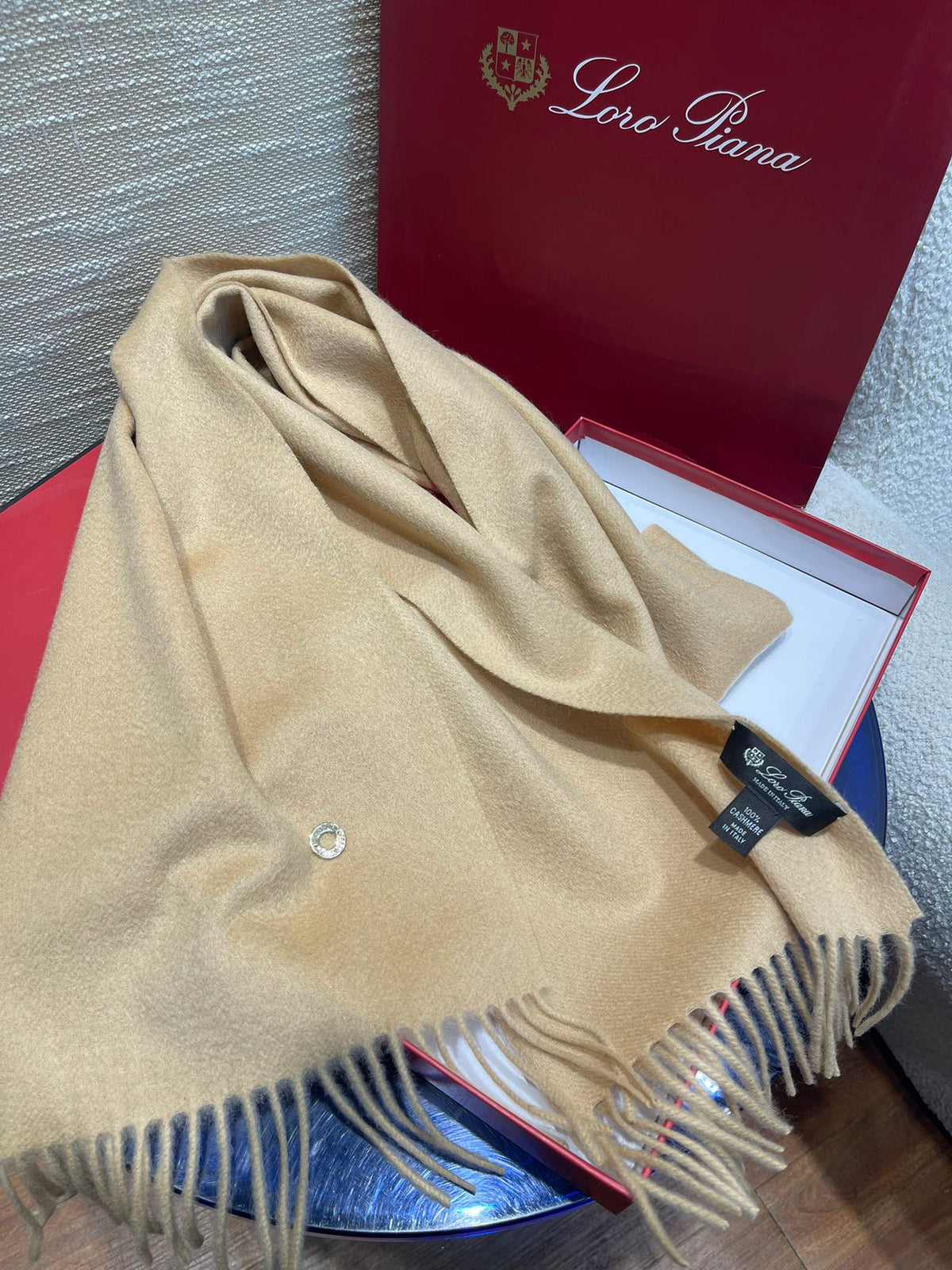 Plain Cashmere Scarf 180 CM In Beige 351619