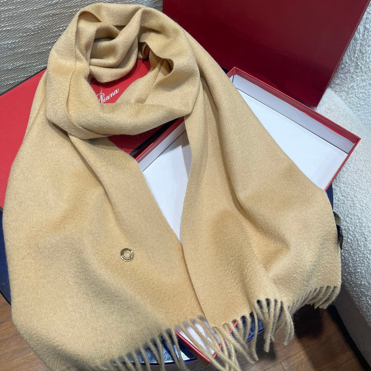 Plain Cashmere Scarf 180 CM In Beige 351619