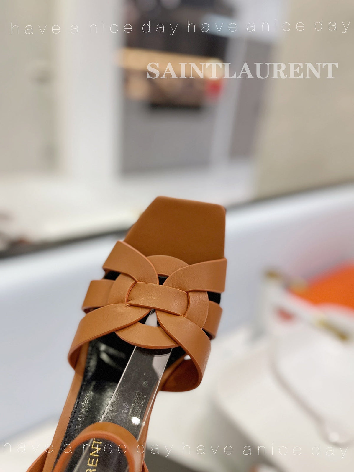 SL TRIBUTE FLATFORM SANDALS COPPER CALFSKIN