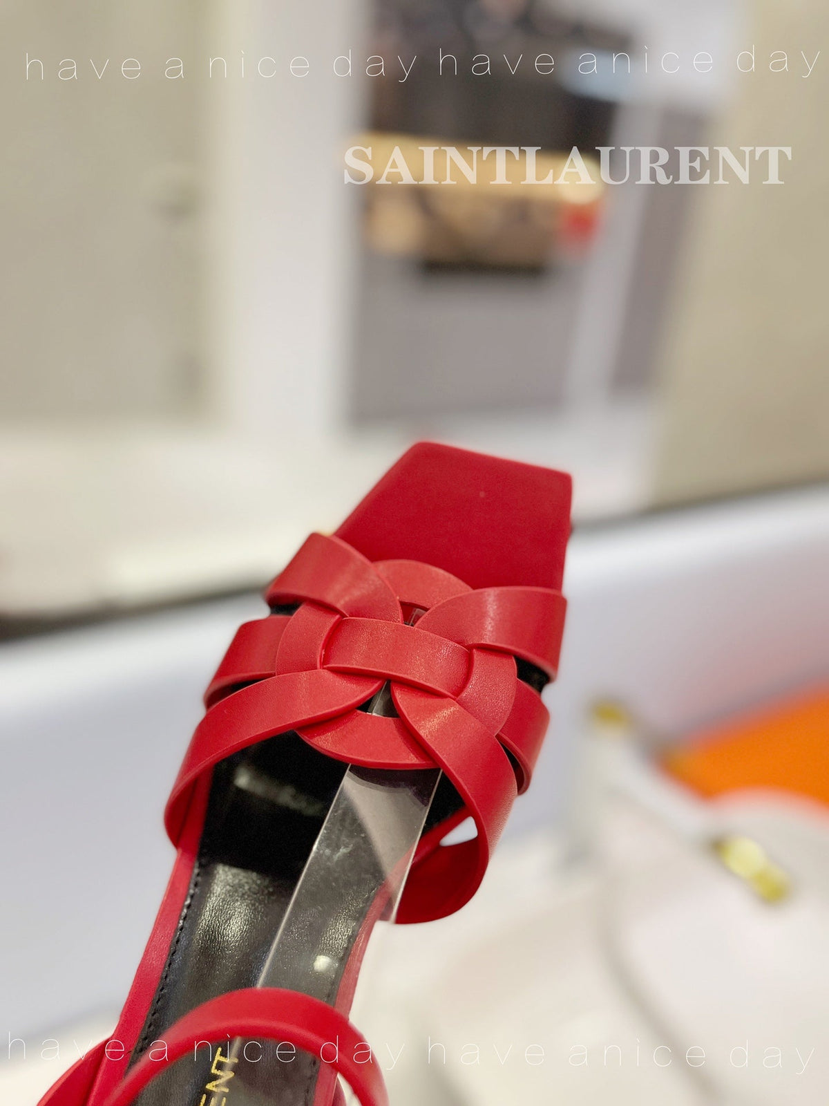 SL TRIBUTE SANDAL RED CALFSKIN