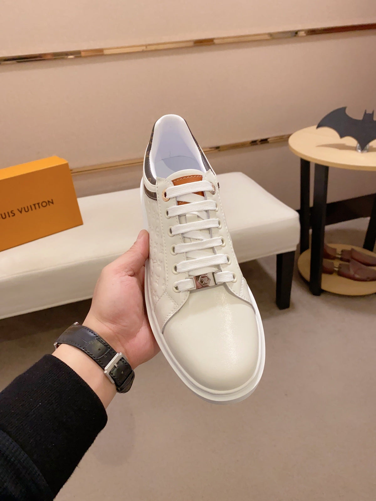 LV RIVOLI SNEAKER WHITE MINI MONOGRAM-EMBOSSED CALFSKIN