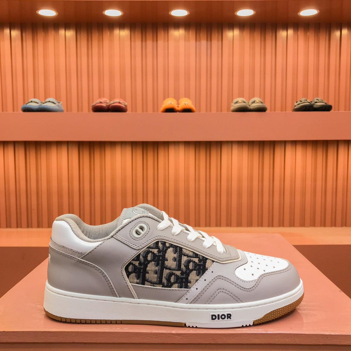 CD B27 LOW-TOP SNEAKER GRAY-BEIGE CALFSKIN
