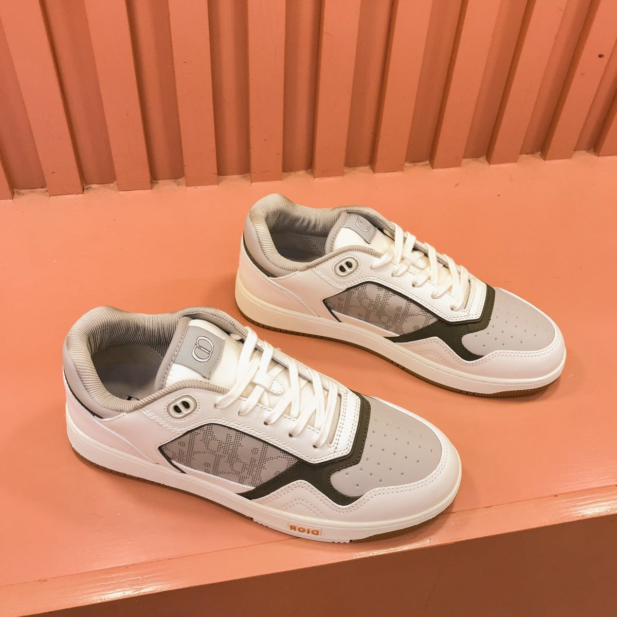 CD B27 LOW-TOP SNEAKER GRAY-WHITE MESH CALFSKIN
