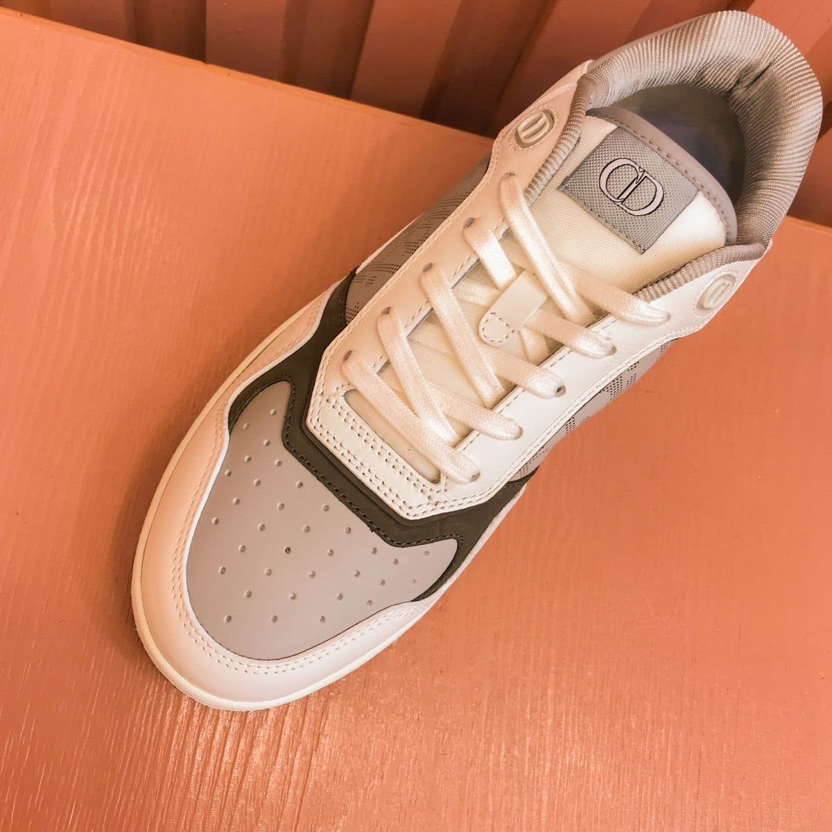 CD B27 LOW-TOP SNEAKER GRAY-WHITE MESH CALFSKIN
