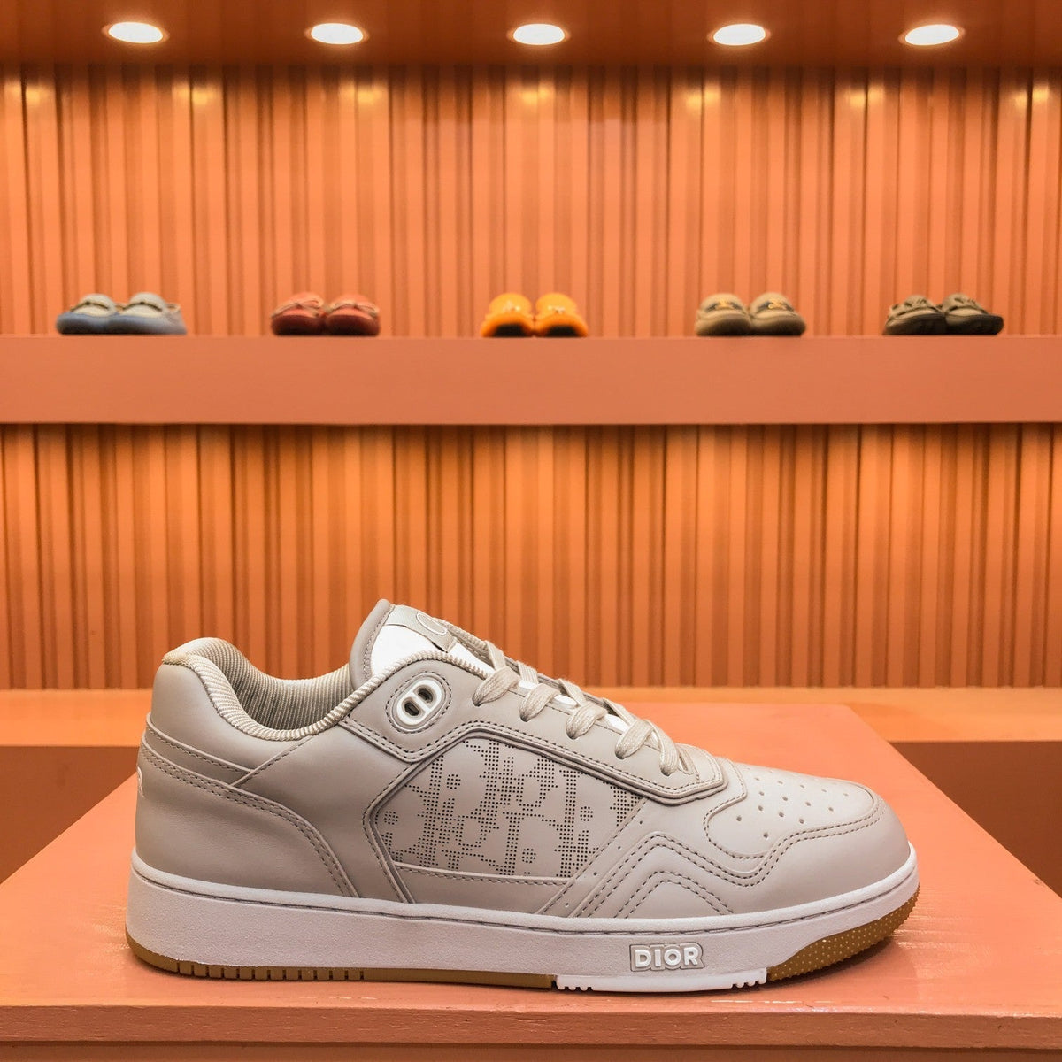 CD B27 LOW-TOP SNEAKER CREAM GREY MESH CALFSKIN