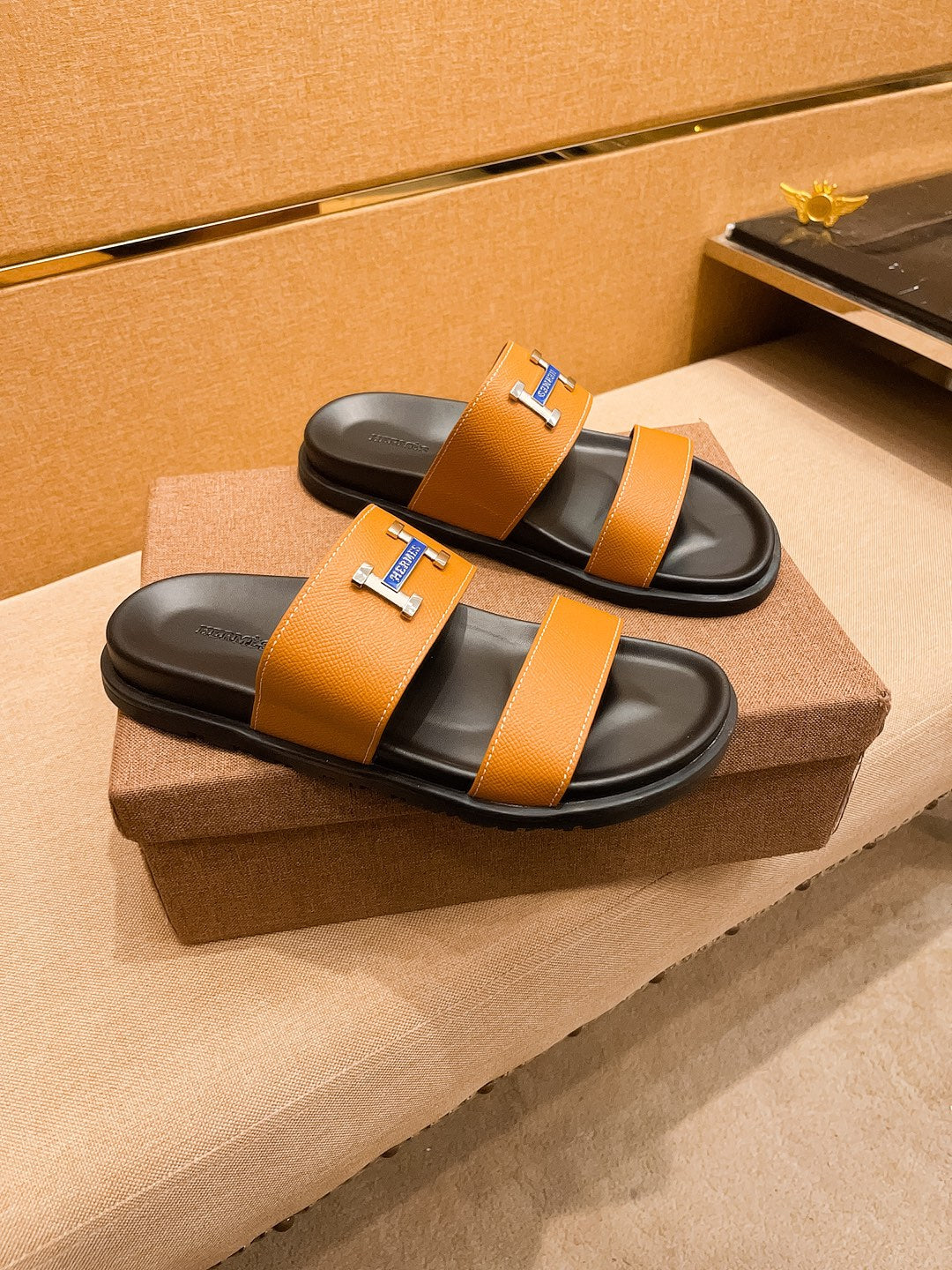 HM Men's Slide Orange Cowhide 602329