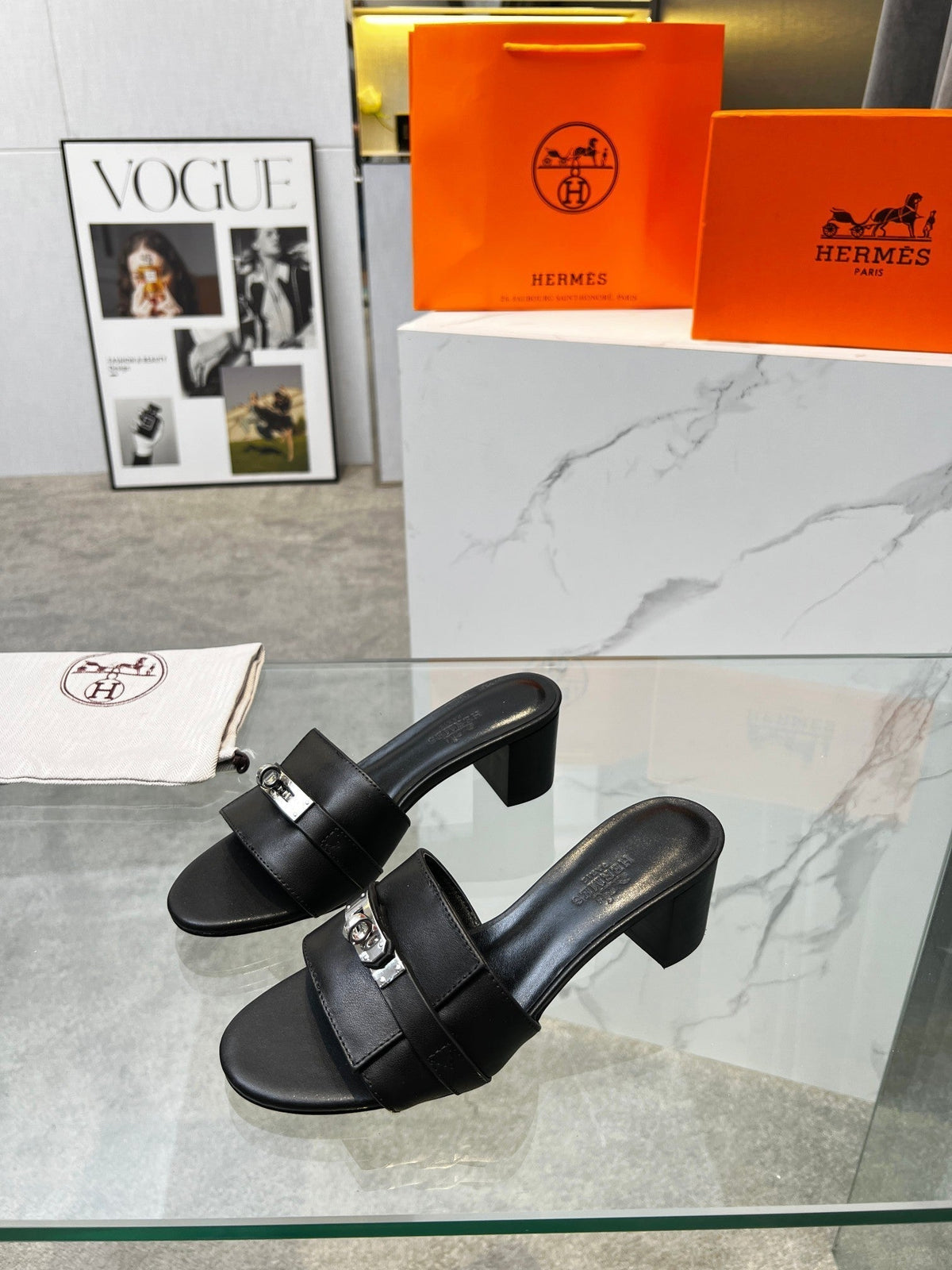Gigi 50 Sandal Black Calfskin
