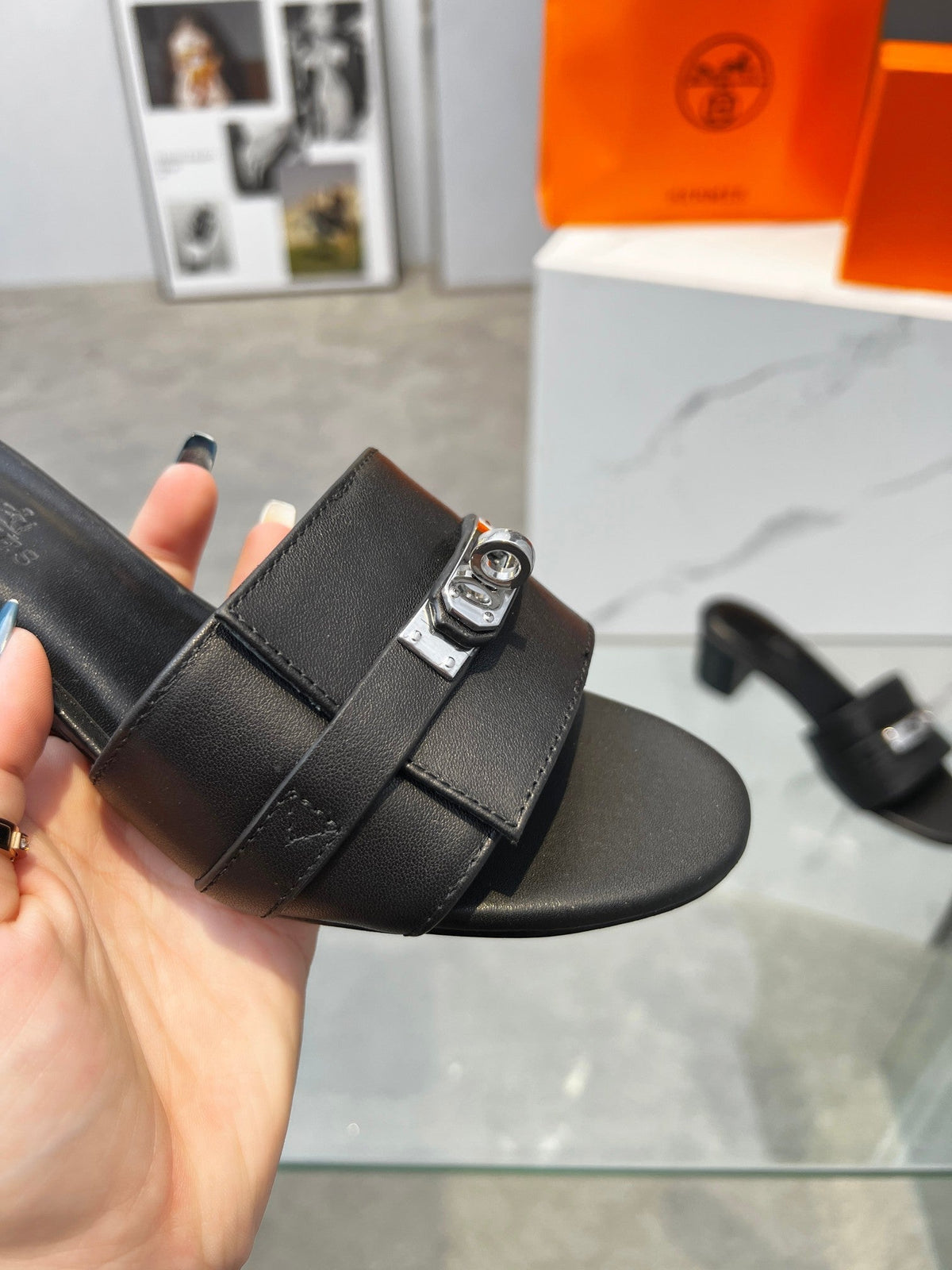 Gigi 50 Sandal Black Calfskin