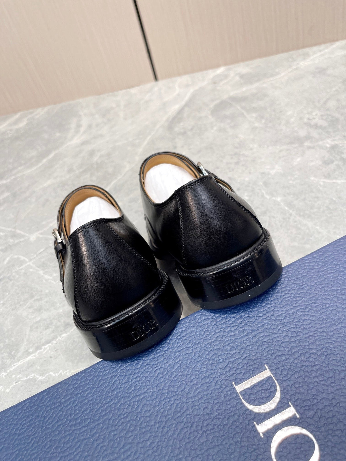 CD PATTERNED DOUBLE MONKSTRAP LOAFER BLACK CALFSKIN