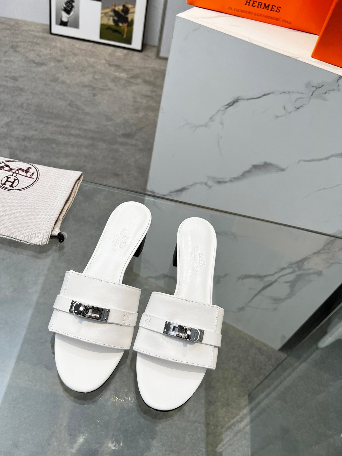 Gigi 50 Sandal White Calfskin