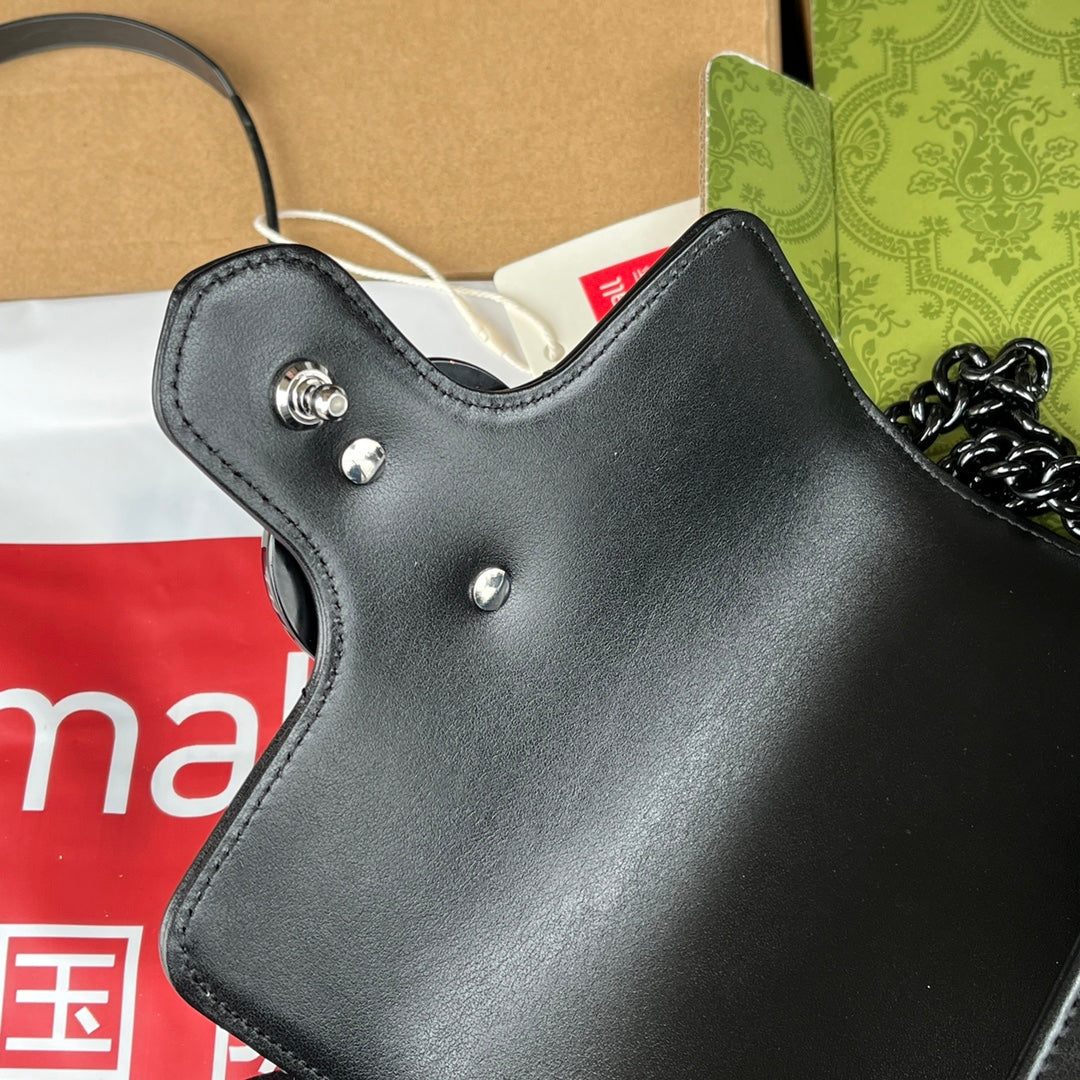 gg marmont mini 18cm all black calfskin