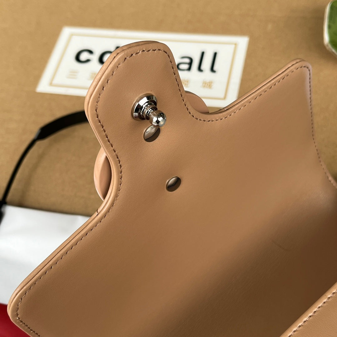 gg marmont mini 18cm all beige calfskin