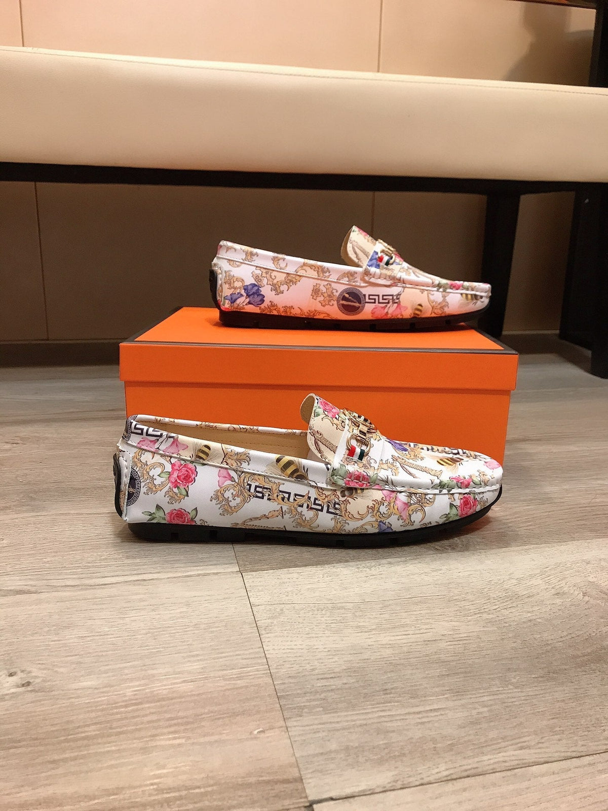 GG Men's Flower Loafer Multicolor Printed Leather 534586
