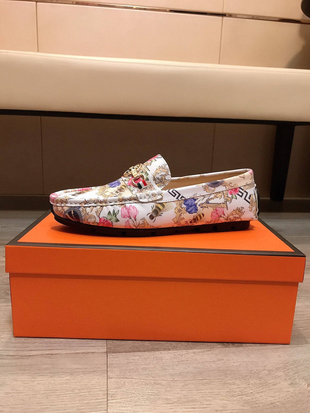 GG Men's Flower Loafer Multicolor Printed Leather 534586