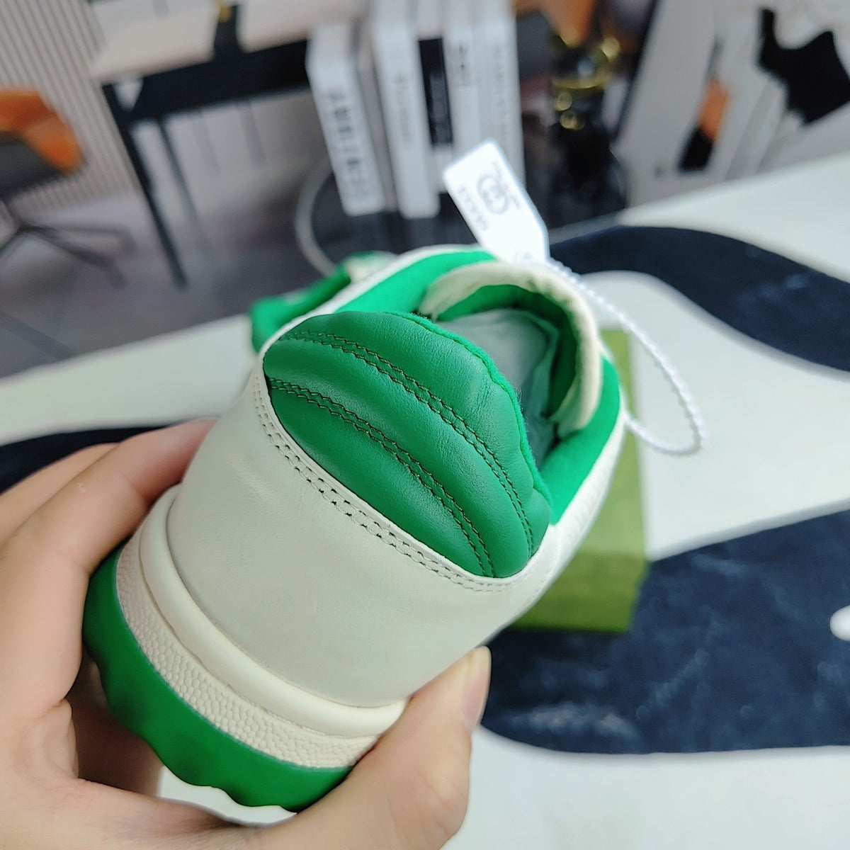 GG Men's MAC80 Sneaker White Green Cowhide 523618