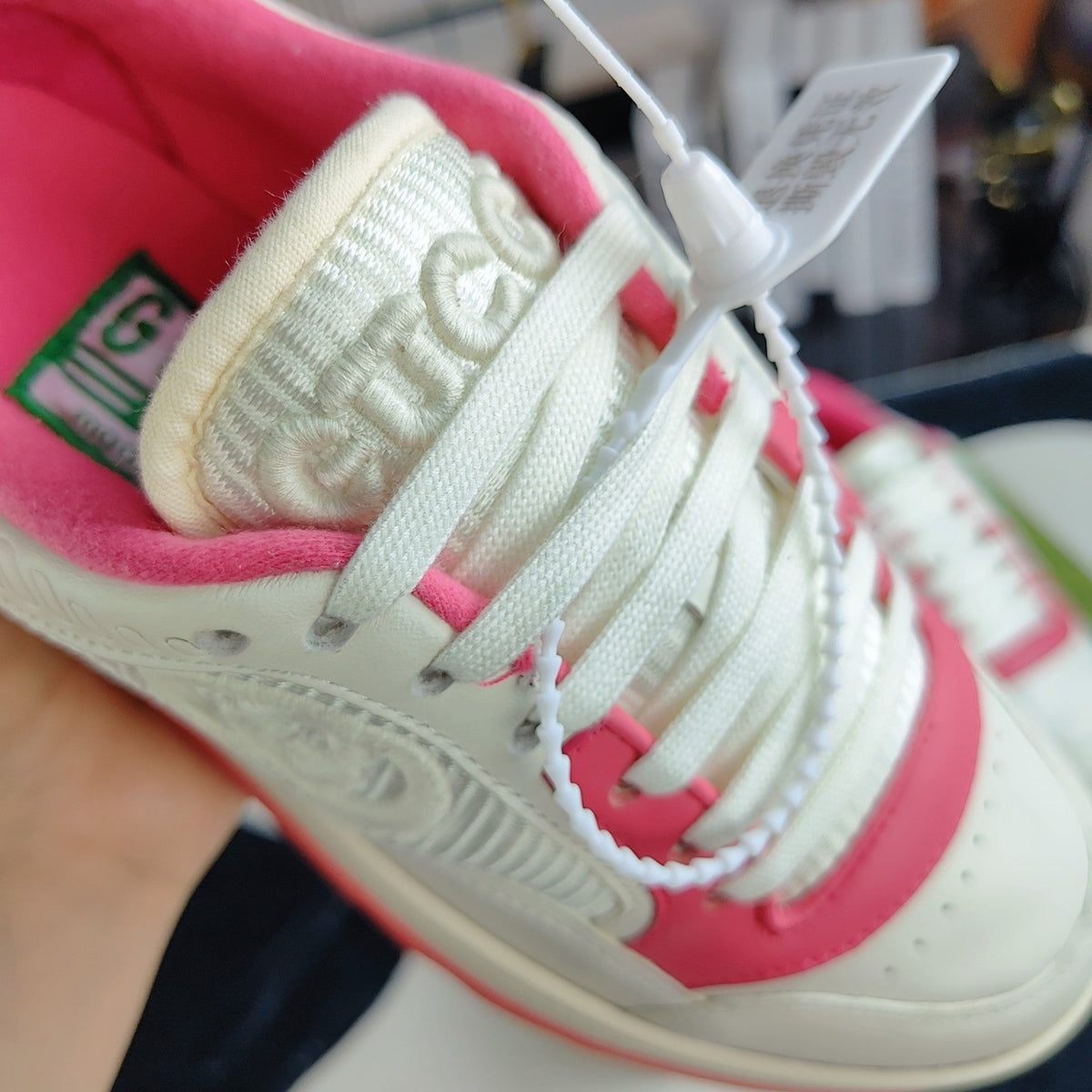 GG Men's MAC80 Sneaker White Pink Cowhide 523615