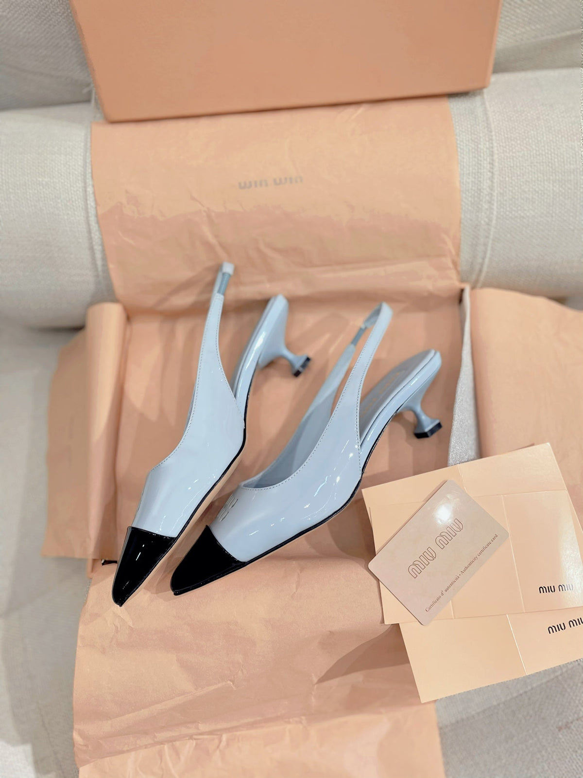 Miu Miu 2026 Pointed-Toe Slingback 45mm Patent Leather 155497
