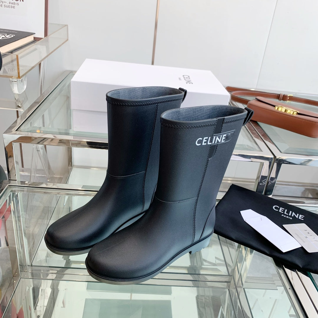 Celine Rainboots Black Rubber 204056
