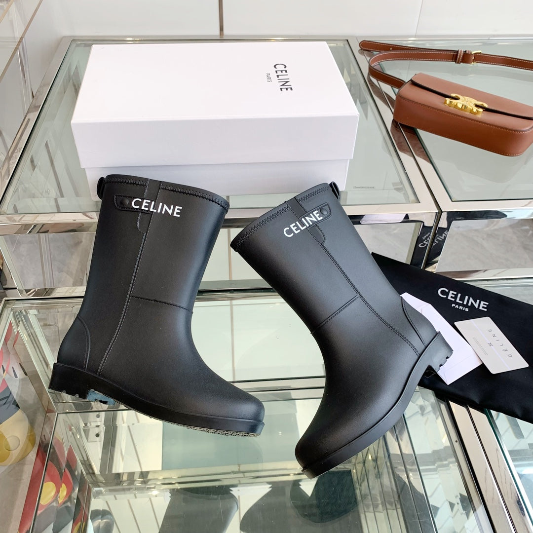 Celine Rainboots Black Rubber 204056