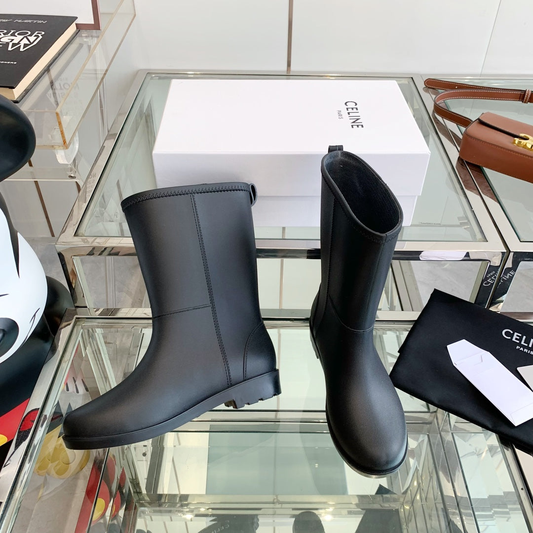 Celine Rainboots Black Rubber 204056