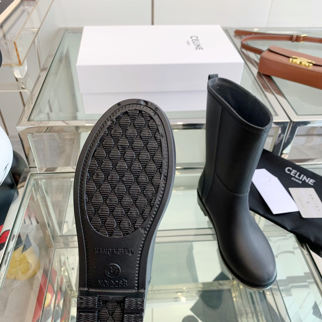 Celine Rainboots Black Rubber 204056
