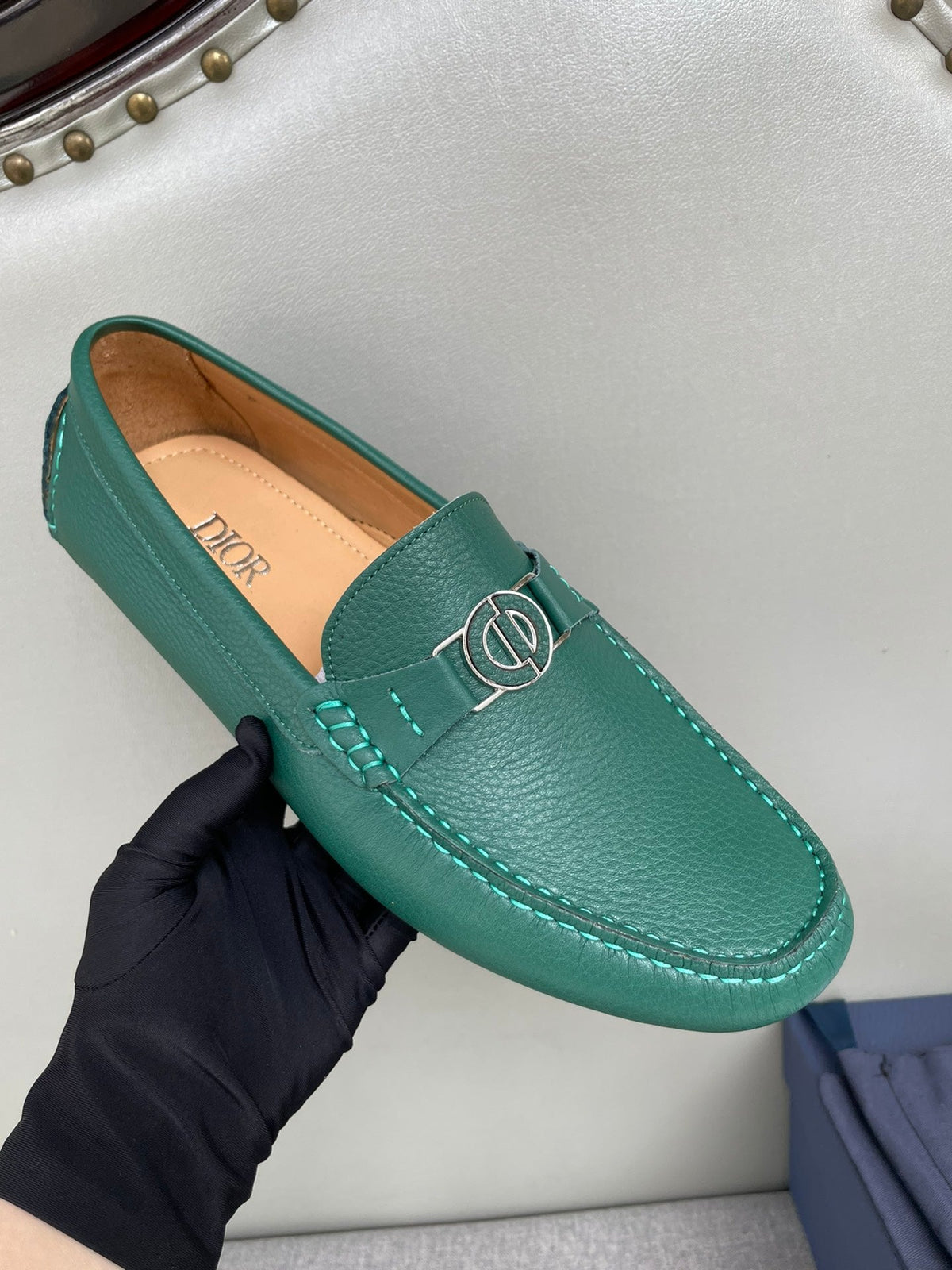 CD JUAL ICON BUCKLE LOAFER PINE GRAINED CALFSKIN