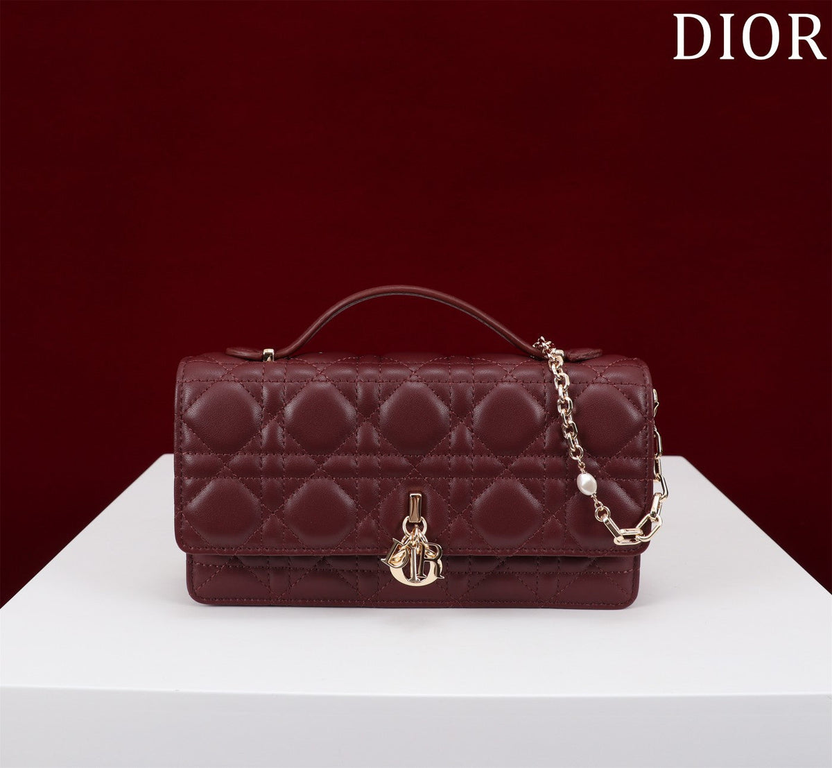 my cd mini 21 burgundy lambskin