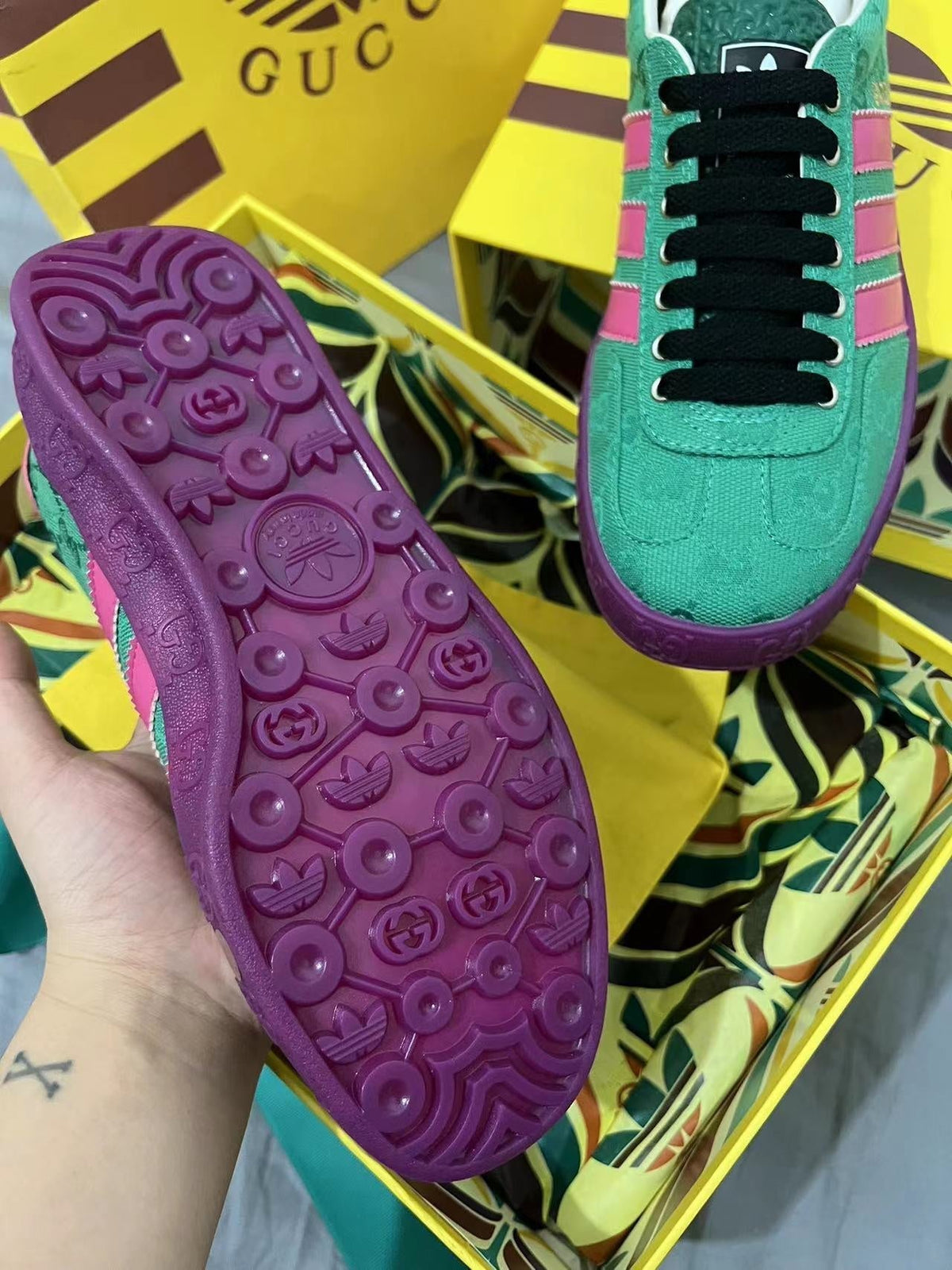 GG Sneaker Green Purple Monogram Canvas
