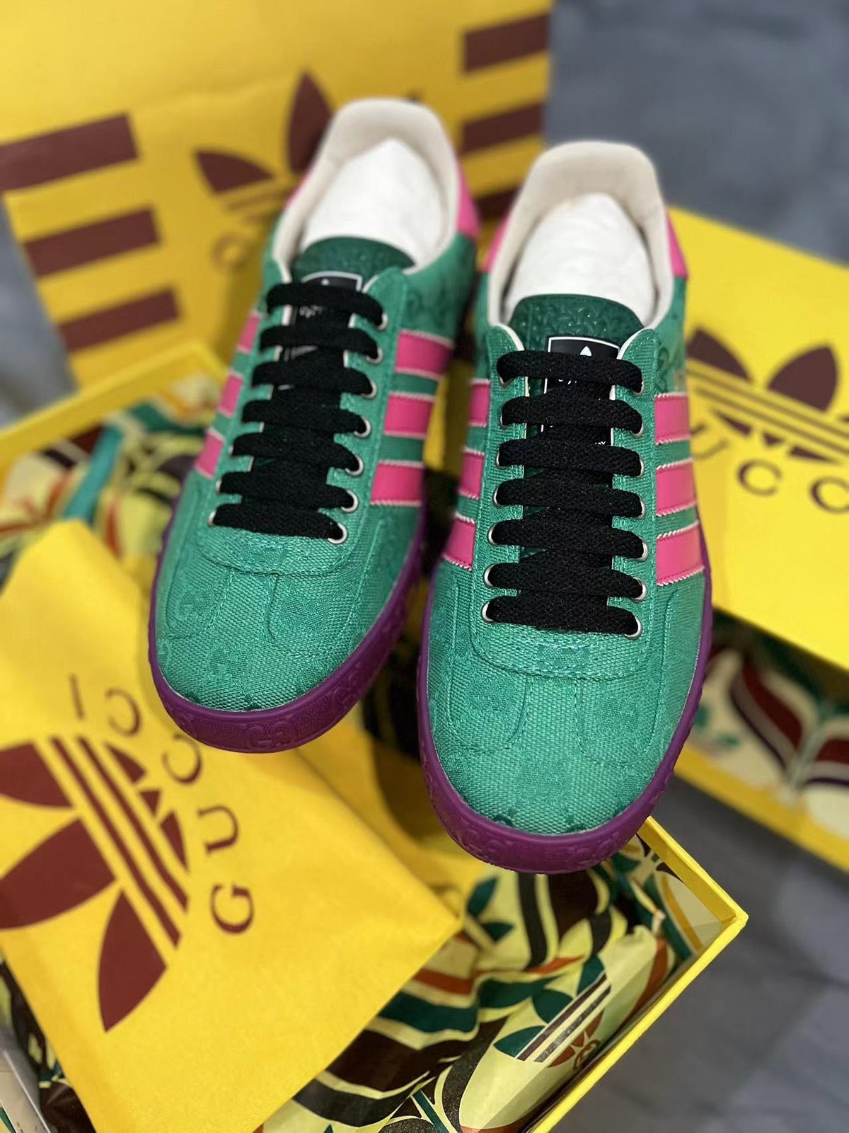 GG Sneaker Green Purple Monogram Canvas