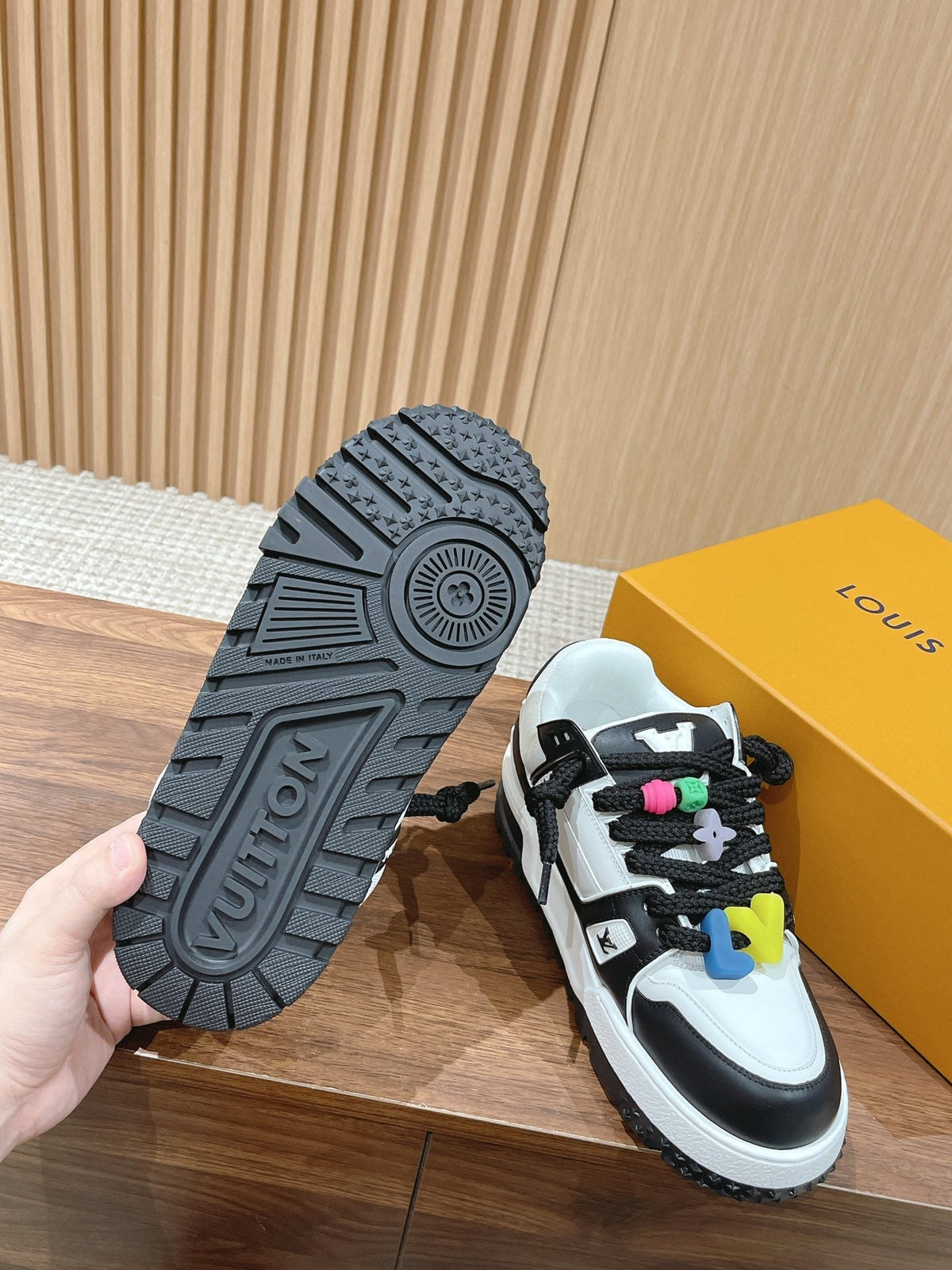LV Trainer Maxi Sneaker White Mix Black Calfskin